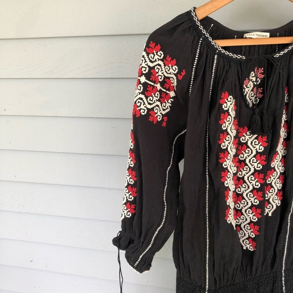 Ulla Johnson Mini Dress Tassels Black Embroidered  Samira US 2 - Picture 6 of 12